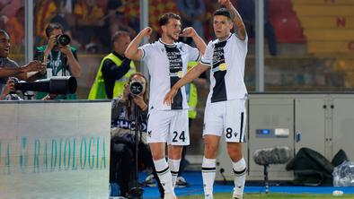 Udinese do zlata vredne zmage v Lecceju, veselje v Bologni