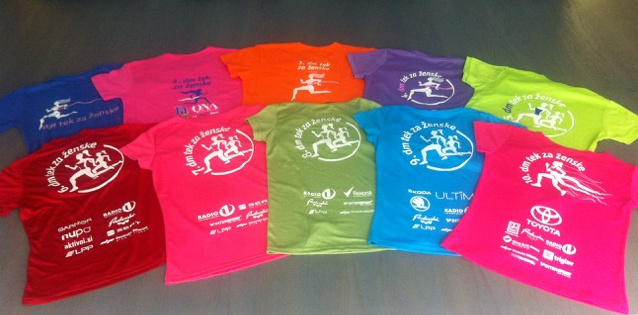 Organizatorji pravijo, da je vsako leto težje izbrati barvo tekaške majice. V 11-letni zgodovini se je ponovila le rožnata barva, pa še ta v različnih odtenkih. | Foto: 