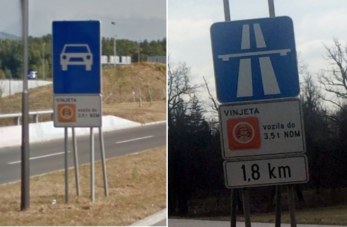 Stari prometni znak (levo) in novi. Desni začenja hitro cesto, levi uradno ne.  | Foto: 