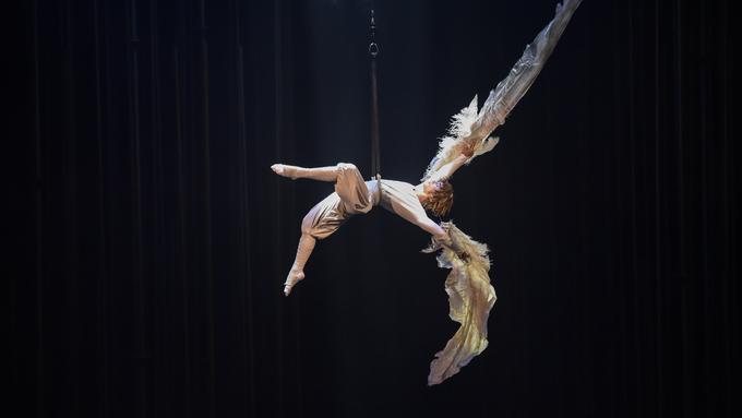 Nedolžen in ranljiv Ikar se poškodovan znajde v nepoznanem svetu. Želi si živeti, strast do bivanja pa ga pripelje do novih višav. Lik, ki pooseblja upanje, uprizarja plesalec in akrobat Fernando Miro. | Foto: Arhiv Cirque du Soleil