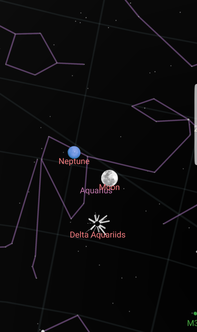 Skymap lokacije vesoljskih objektov pokaže tudi podnevi. Luno zdajle "vidimo" na drugi strani Zemlje. | Foto: Matic Tomšič