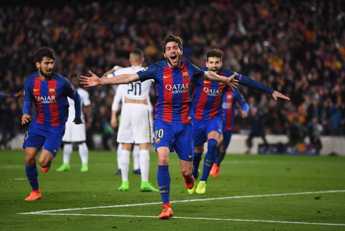 Veselje Sergija Roberta po zadetku za 6:1, ki je Barceloni zagotovil napredovanje proti PSG. | Foto: Guliverimage/Getty Images