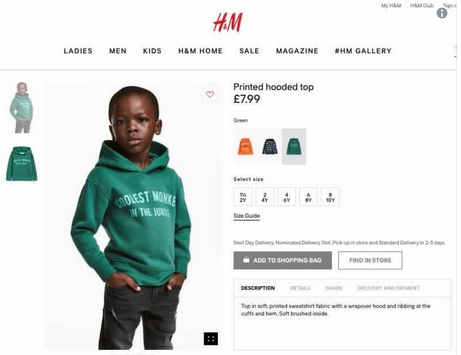 Oglas znamke H&M s temnopoltim dečkom v puloverju z napisom Najbolj kul opica v džungli, pospremljen z opozorili, da gre za rasizem, je konec tega tedna postal viralen. | Foto: zajem zaslona/Diamond villas resort