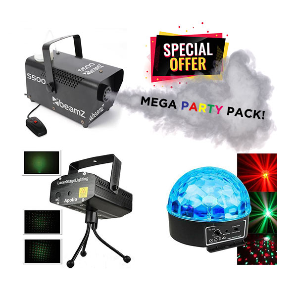 Mega Party Pack, ki vsebuje tri naprave: laser, Star Ball in dimno napravo - Music Max. | Foto: 