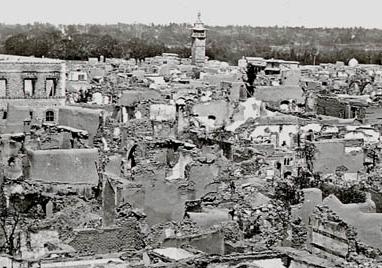 Ruševine krščanske četrti v Damasku leta 1860 po pokolu nad kristjani. | Foto: Wikimedia Commons