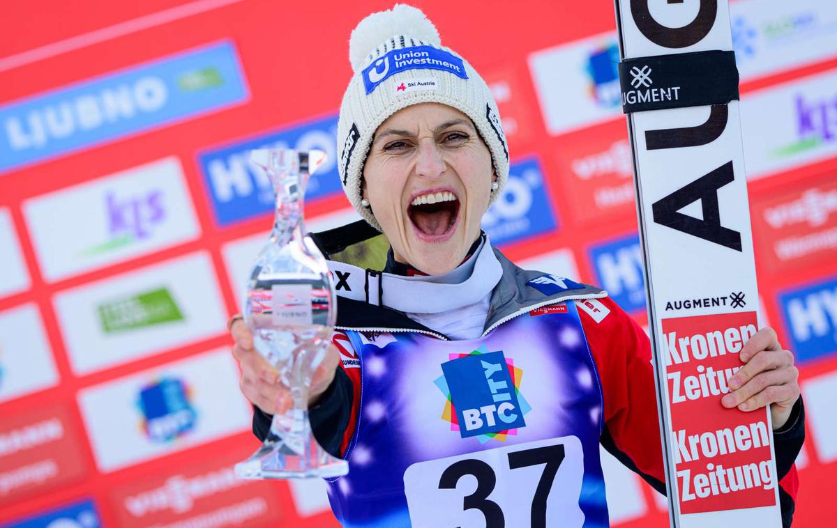 Eva Pinkelnig | Eva Pinkelnig je na Ljubnem ob Savinji skočila do 12. posamične zmage svetovnega pokala. | Foto Jure Makovec/STA