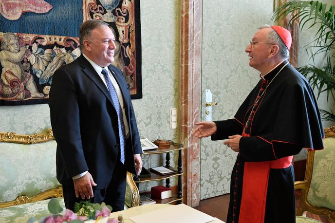 Ameriški državni sekretar Mike Pompeo in kardinal Pietro Parolin | Foto Reuters
