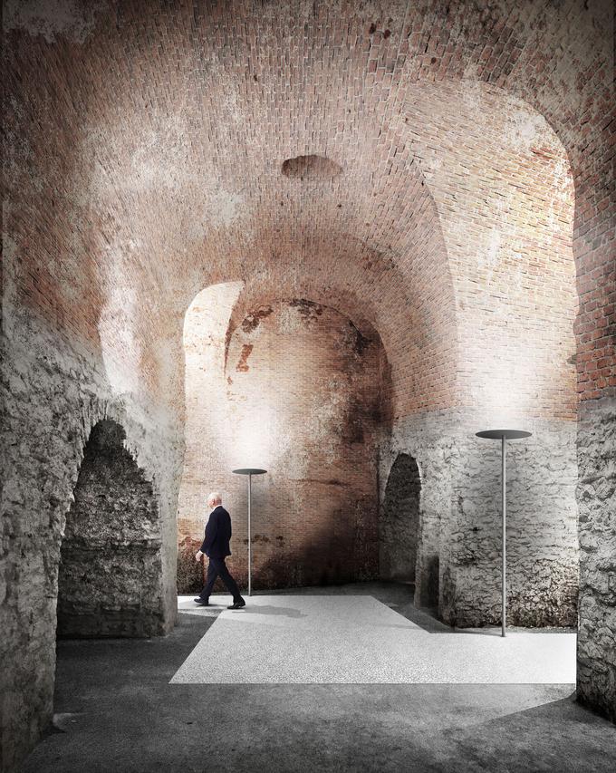 Srednjeveška gradnja sega v 12. in 13. stoletje. S svojimi obokanimi opečnatimi in kamnitimi konstrukcijami je dragocen primer ohranjene tehnične in kulturne dediščine, ki pa je za zdaj še neuporabljena in opuščena.  | Foto: Bevk Perović arhitekti