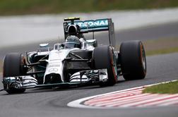 Dvoboj Mercedesov na tretjem treningu pripadel Rosbergu