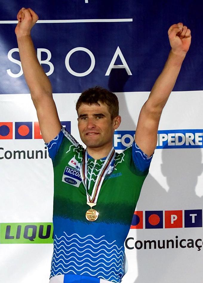Hauptman je svoj največji uspeh dosegel 14. oktobra 2001, ko je bil v Lizboni na svetovnem kolesarskem prvenstvu med člani odličen tretji.  | Foto: osebni arhiv/Lana Kokl