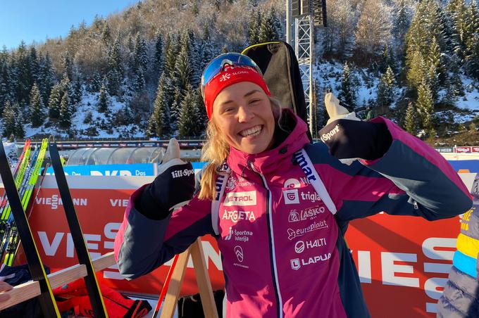 Slovenka Anamarija Lampič je na svoji krstni biatlonski tekmi svetovnega pokala v avstrijskem Hochfilznu osvojila sijajno peto mesto v sprintu na 7,5 kilometra. | Foto: Smučarska zveza Slovenije