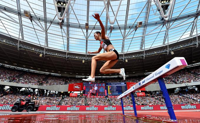 V teku na 3000 metrov z zaprekami je slavila olimpijska prvakinja iz leta 2012, Tunizijka Habiba Ghribi. | Foto: Getty Images
