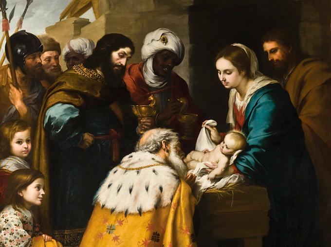 Svetopisemski sveti trije kralji Gašper, Miha in Boltežar prinašajo darila malemu Jezusu. | Foto: commons.wikimedia.org