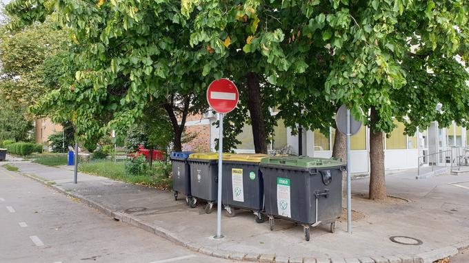 Ko so goreli ti zabojniki, je požar zajel tudi prve veje drevja, ki je sicer tik ob pročelju bloka. Prebivalce skrbi, kaj se lahko zgodi, če požara nekoč ne bodo pravočasno opazili. | Foto: Metka Prezelj