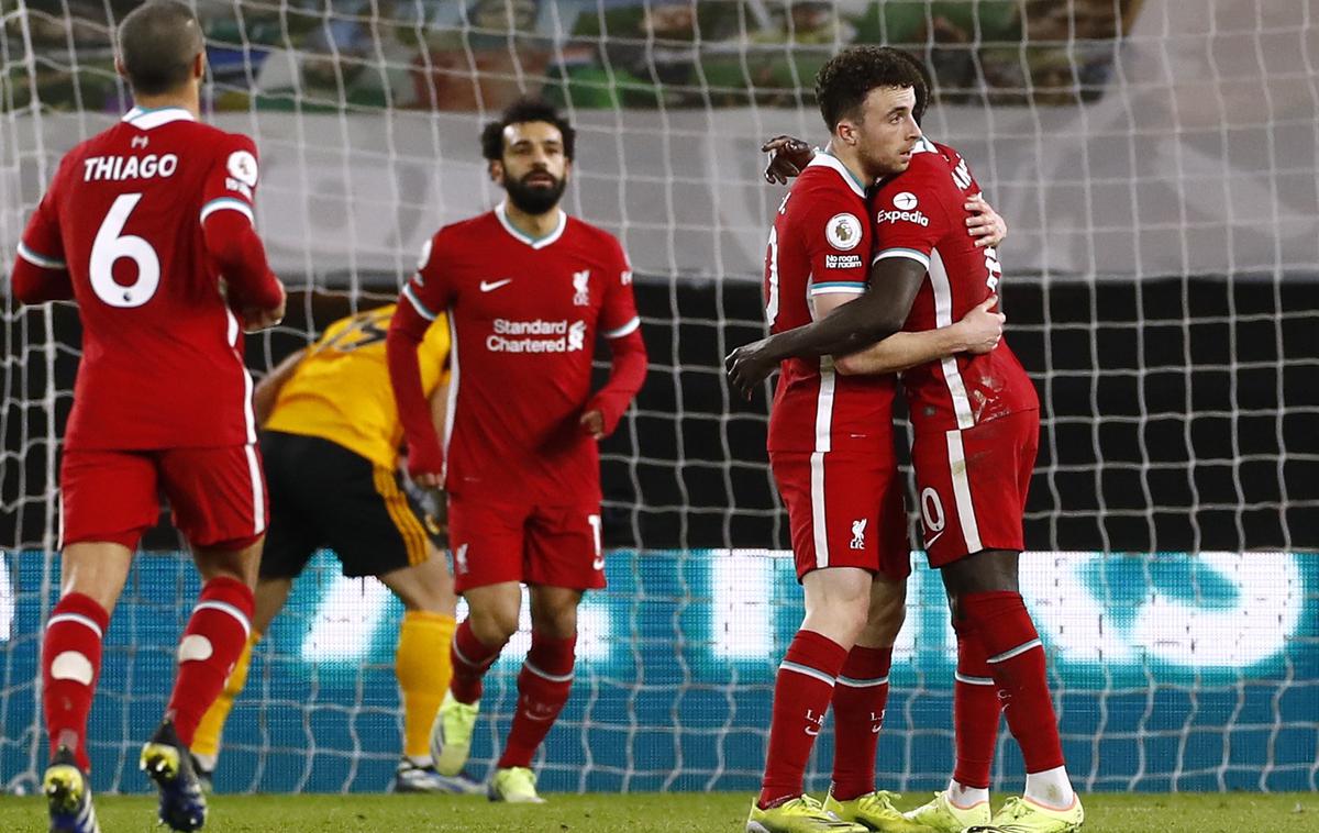 Liverpool | Veselje nogometašev Liverpoola po zadetku Portugalca Dioga Jote. | Foto Reuters
