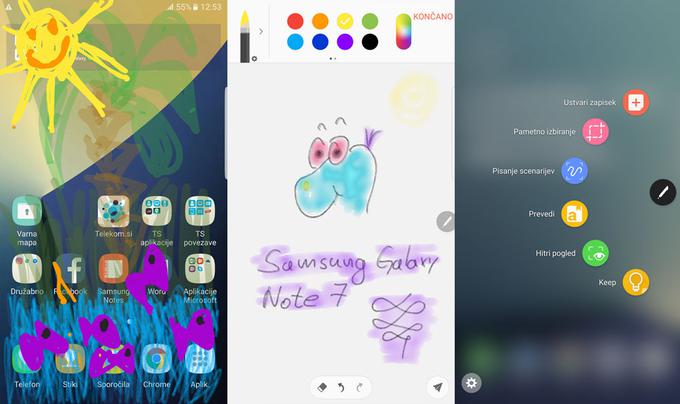 Android in S Pen v akciji na pametnem telefonu Galaxy Note7. | Foto: 