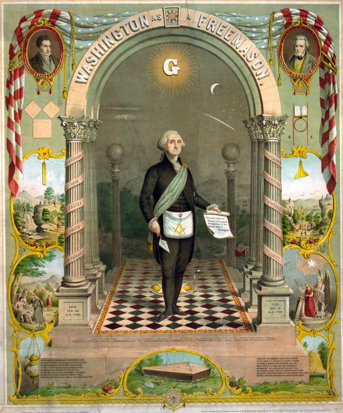 Slika, na kateri je prvi predsednik ZDA George Washington upodobljen v prostozidarski opravi. | Foto: Guliverimage/Vladimir Fedorenko