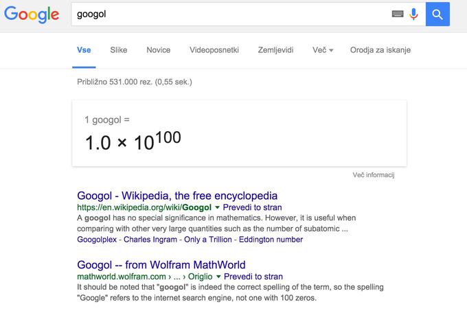 Ime Google izhaja iz matematičnega pojma gugol, ki označuje število 10^100. | Foto: 