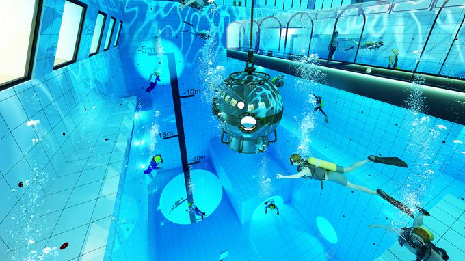 V 45 metrov globokem bazenu bo osem tisoč kubičnih metrov vode, kar je dovolj za 27 olimpijskih bazenov. | Foto: Cover Images