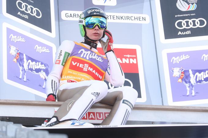 Domen Prevc se je po Oberstdorfu hitro pobral in v Garmisch-Partenkirchnu osvojil visoko peto mesto. Novi skakalni čevlji vse bolj uležani. | Foto: Sportida
