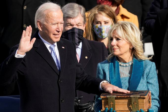 Novi ameriški predsednik Joe Biden med prisego | Foto: Reuters