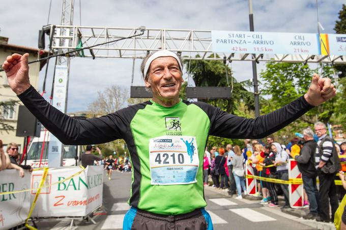 83-letni Fabio Ivančič je bil eden najstarejši tekmovalcev na Istrskem maratonu.  | Foto: Peter Kastelic