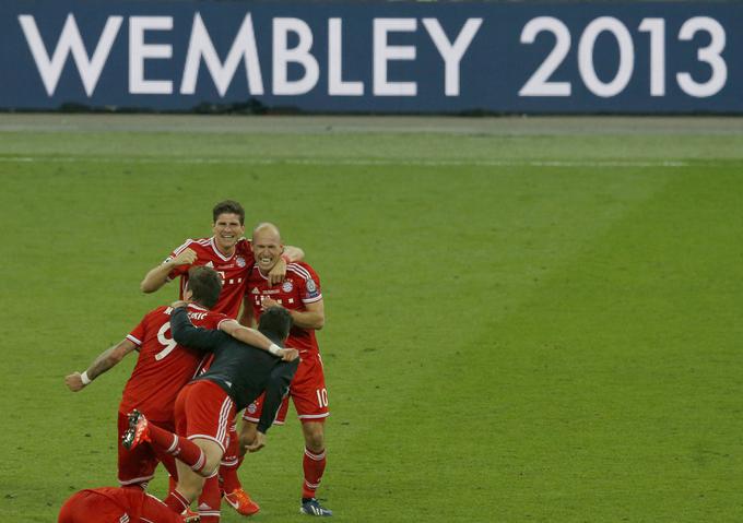 Veliko veselje nogometašev münchenskega Bayerna na kultnem Wembleyju v Londonu. | Foto: 
