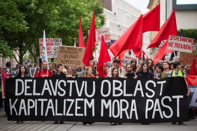 Protest, praznik dela, 1. maj, protestniki | Protest v slovenski prestolnici ob prazniku dela.  | Foto STA