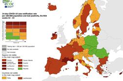 Slovenija tudi po posodobljenem zemljevidu ECDC ostaja oranžna