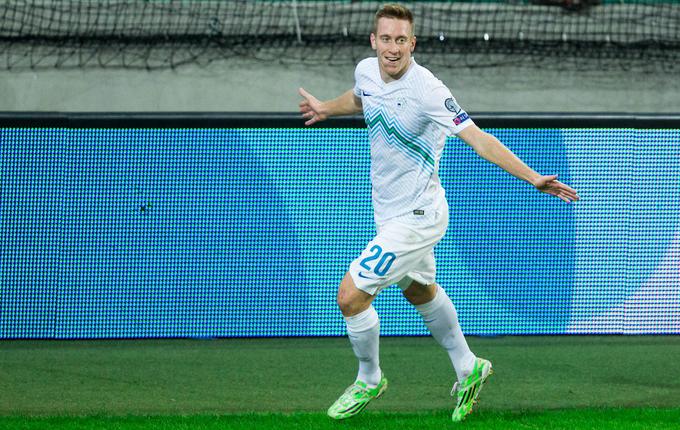 Za Slovenijo je zadel septembra 2015 pri zmagi nad Estonijo v Mariboru v kvalifikacijah za Euro 2016. | Foto: Vid Ponikvar