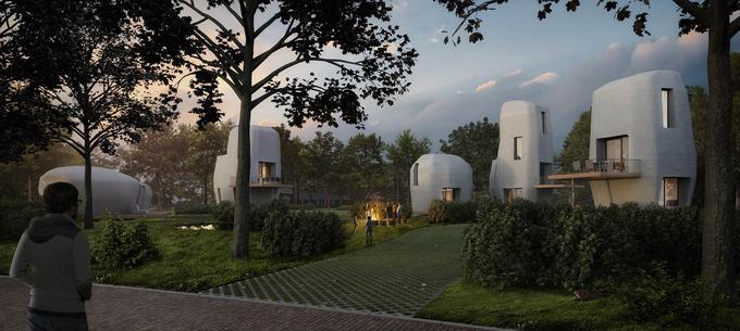 Prva betonska 3D-natisnjena stanovanjska hiša, ki bo stala v novi soseski Meerhoven, bo dokončana sredi leta 2019, v naslednjih štirih letih pa še preostale štiri, ki jih bo mogoče najeti. | Foto: http://www.houbenvanmierlo.nl
