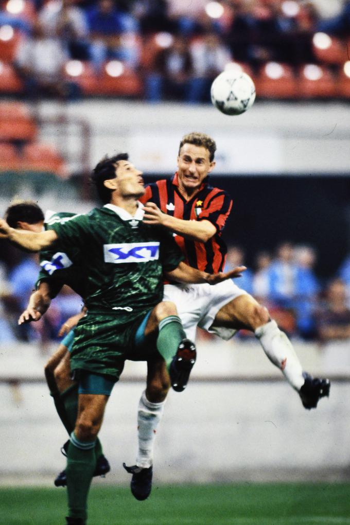 Olimpija se je leta 1992 v kvalifikacijah za ligo prvakov pomerila z italijanskim velikanom Milanom. Na San Siru je izgubila z 0:4, za Bežigradom pa z 0:3. | Foto: Guliverimage/Vladimir Fedorenko