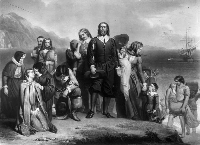 V ZDA velja prihod nekaj več kot sto tako imenovanih angleških romarjev (izvirno pilgrims), ki so z ladjo Mayflower iz Plymoutha odpotovali v Severno Ameriko, za nekakšen začetek ameriške zgodovine, ki je položil temelje poznejši osamosvojitvi od Velike Britanije. | Foto: Getty Images