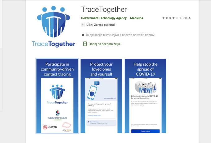 Aplikacija TraceTogether - pri njenem razvoju je sodelovalo singapursko ministrstvo za zdravje - je na voljo samo imetnikom singapurskih mobilnih številk. | Foto: S. C. (zajem zaslona)