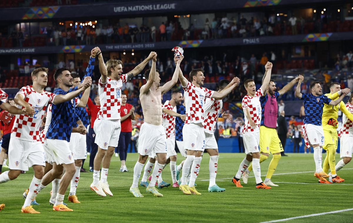 Hrvaška Nizozemska | Hrvati so se v sredo podpisali pod nov reprezentančni mejnik in se z zmago nad Nizozemsko, ob kateri je znova blestel kapetan Luka Modrić, uvrstili v finale lige narodov. | Foto Reuters