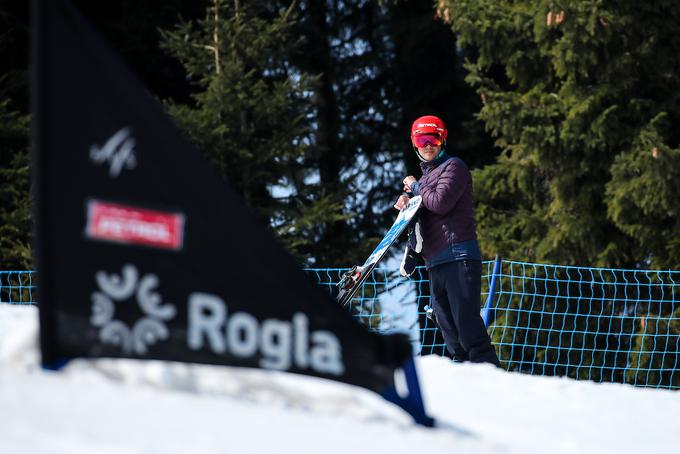 Žan Košir je podaljšan premor (odpadla je tekma v Lackenhofu) izkoristil za dodatni trening slaloma.  | Foto: Morgan Kristan/Sportida
