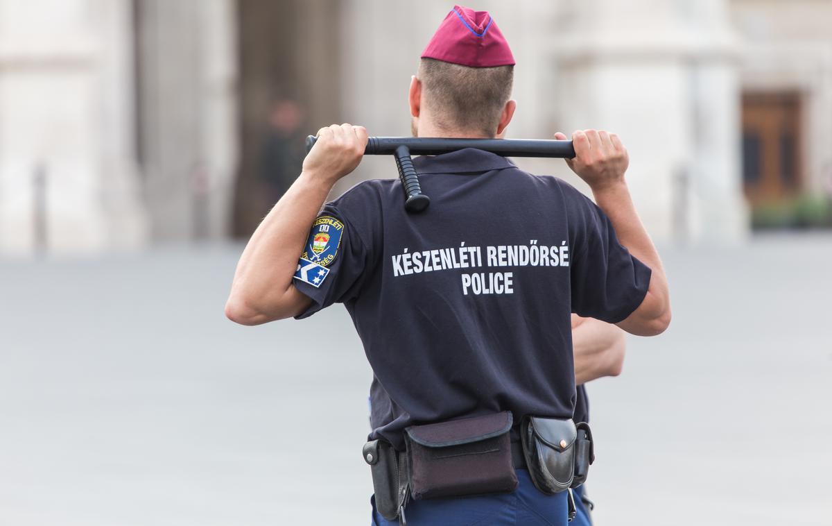 Madžarska policija, policist | Med hišnimi preiskavami domnevnih članov skupine so pripadniki NNI odkrili in zasegli orožje, strelivo in ponarejene osebne dokumente. | Foto Shutterstock