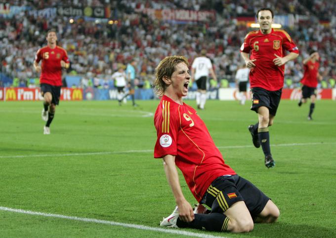 Fernando Torres je Španiji leta 2008 z golom v finalu prinesel prvega v nizu treh naslovov na velikih tekmovanjih. Z 38 goli v 110 nastopih je tretji najboljši strelec v njeni zgodovini. | Foto: Guliverimage/Vladimir Fedorenko