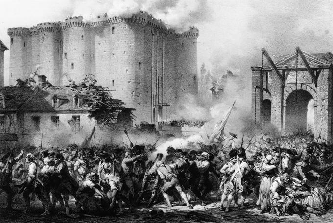 Francoska revolucija se je začela 14. julija 1789 z napadom Parižanov na trdnjavo Bastiljo,v kateri je bil zapor. | Foto: Getty Images