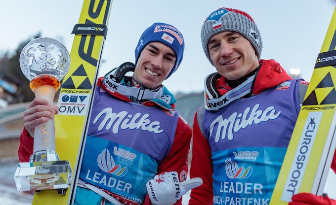 Stefan Kraft in Kamil Stoch napovedujeta napet del avstrijskega dela novoletne turneje. | Foto: Sportida