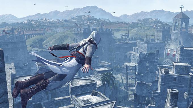 Odzivi mimoidočih meščanov na naše akrobacije v igrah Assassin's Creed so lahko zelo zabavni: če skočimo z vrha katedrale in mojstrsko pristanemo v kopici sena, se ne bo za nami obrnila niti ena glava, čim pa na tržnici preskočimo pol metra visoko oviro, se že zaslišijo vzkliki: "Ali je znorel?!" | Foto: 