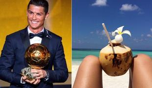 Ronaldo z zlato žogo, atraktivna Irina s kokosom med nogami