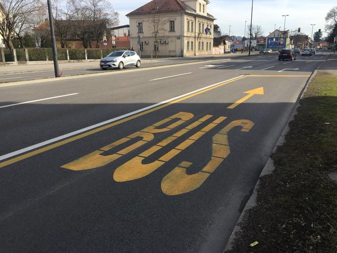 Primer dela rumenega pasu na Celovški cesti v Ljubljani | Foto: Gregor Pavšič