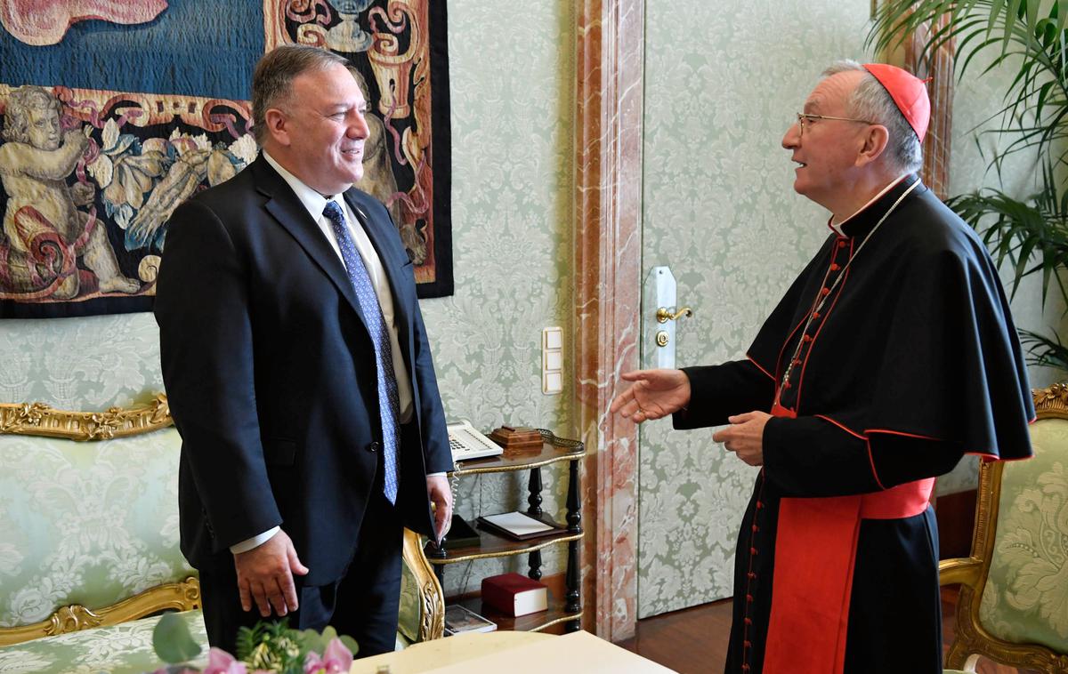 Ameriški državni sekretar Mike Pompeo in kardinal Pietro Parolin | Foto Reuters