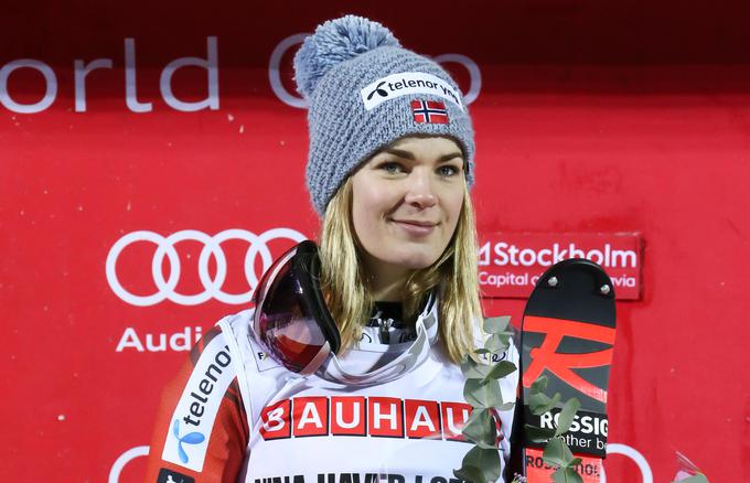 Nina Haver-Løseth je slalomsko sezono končala na tretjem mestu. Tako visoko ni bila še nikoli in tudi ne bo, saj končuje kariero. | Foto: Getty Images