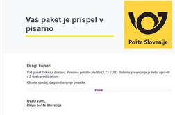 Pozor: Pošta Slovenije opozarja na elektronske prevare glede prispelih paketov
