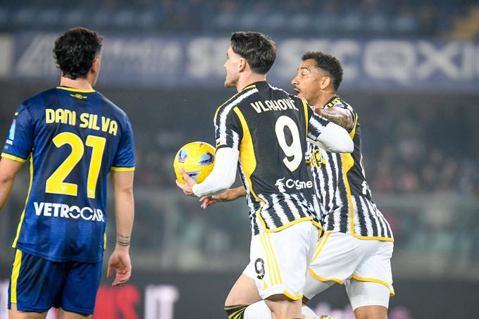 Za Juventus je v Veroni zadel v polno tudi srbski napadalec Dušan Vlahović. | Foto: Guliverimage