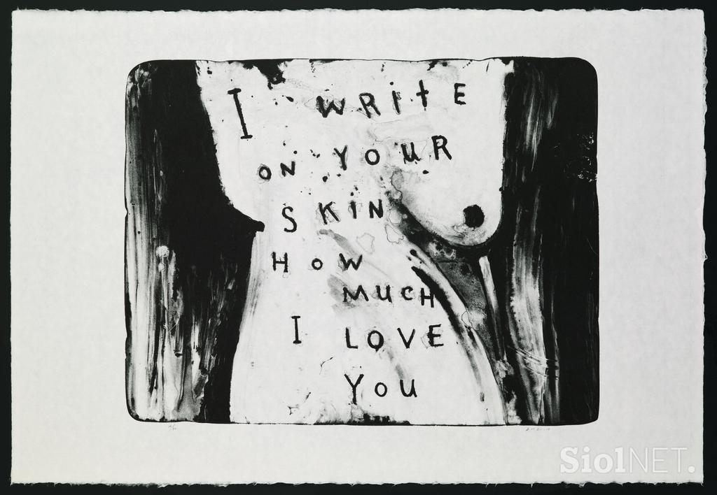David Lynch, Na kožo ti pišem, kako zelo te ljubim (I Write on Your Skin How Much I love You), 2010, litografija, 64 x 94 cm. Z dovoljenjem: Item Éditions.