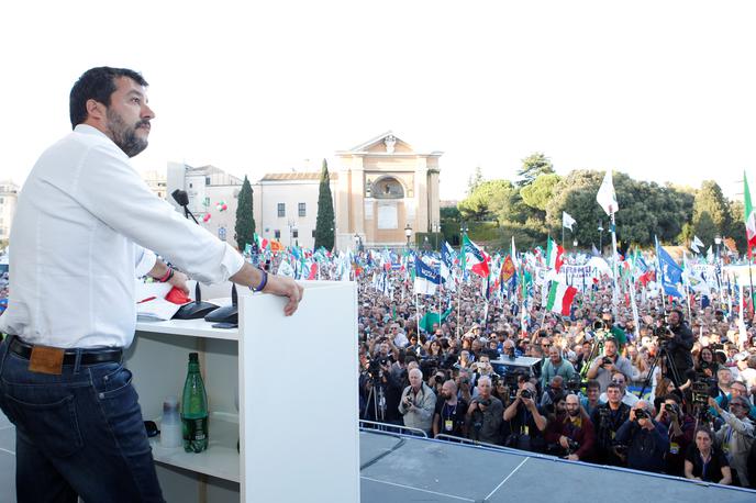 Matteo Salvini | Salvini je napovedoval, da bo v Rim prišlo več 100.000 ljudi. | Foto Reuters
