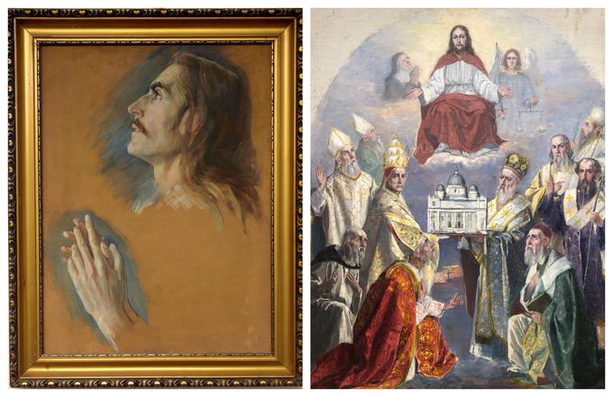 Na trgu sta se pojavili tudi sliki Ivane Kobilca študija za sliko Kristus na Oljski gori, za katero je bilo v katalogih zapisano, da je nahajališče neznano, in študija za oltarno sliko Zedinjenje Cerkva, ki je bila v zasebni lasti. | Foto: Ex Arte